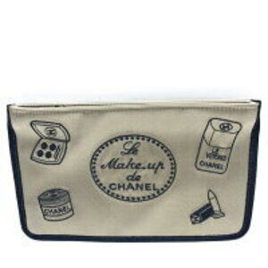 Chanel Le Make up Cosmetic Pouch Satin Bron White
